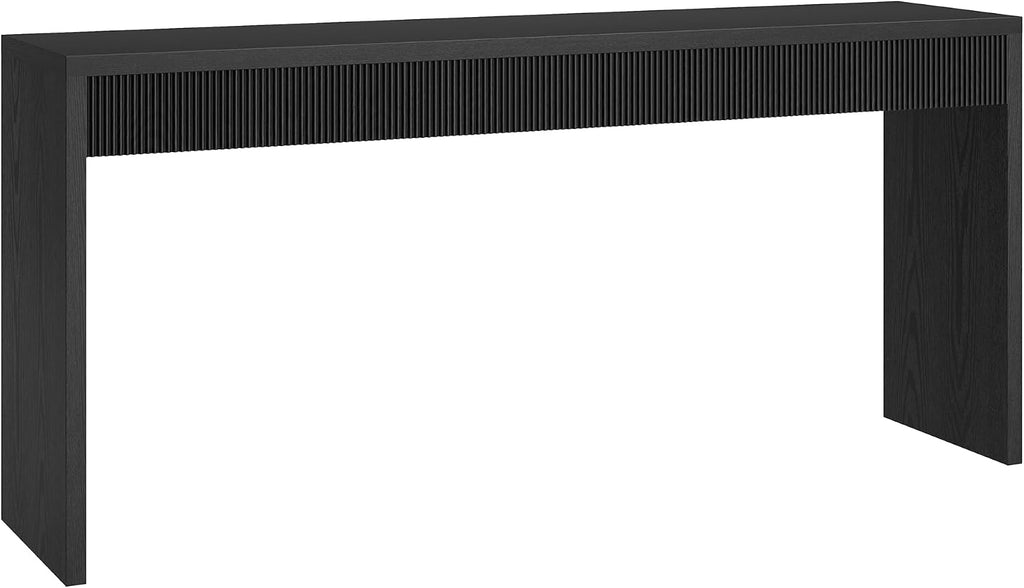 Henn&Hart 64' Rectangular Fluted Console Table, Ribbed Entryway Table, Sofa Table for Entryway, Living Room, Couch, Hallway, or Office, Natural Black