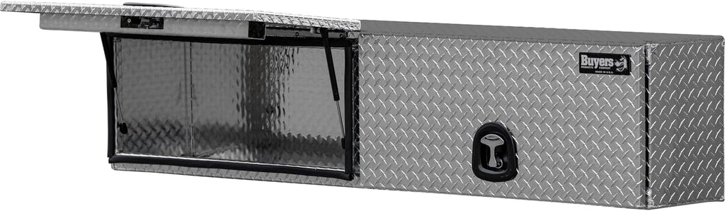 Buyers Products 1701351 Topsider Truck Tool Box, 16x13x72 Inch Diamond Tread Aluminum, Dual Flip-Up Doors, Locking Compression Latches, Weather Resistant, No-Drill Mount, Made in USA