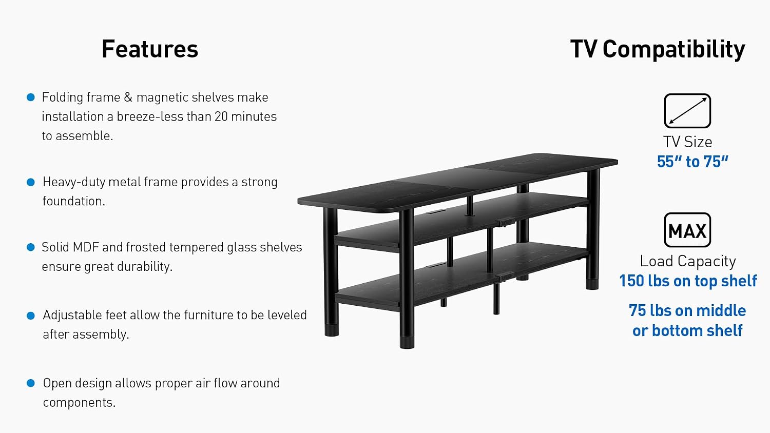 Samsung QN65S90FAFXZA 65 Inch 4K OLED Smart TV with an ErgoAV ERTFL1-01B 60' FlexFold Frame TV Stand (2025)