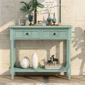 Bellemave Console Table with Drawers, Retro Entryway Table with 2 Drawers and Open Storage Shelf, Narrow Long Sofa Table, Behind Couch Table for Living Room, Foyer and Hallway, Retro Blue