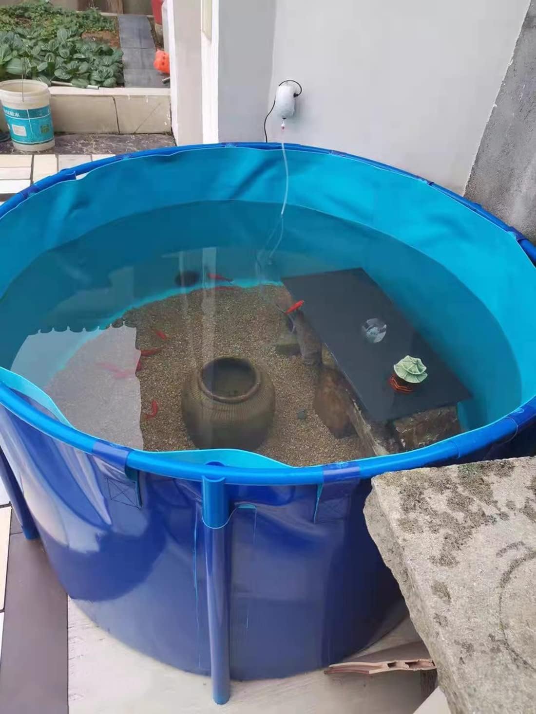 Above Ground Pond,PVC Fish Pond,Canvas Fish Pond Pool,Round Thickening Fish Pond Pool,Pool Above Ground with Durable Framed,for Fish Farming,Aquatic Products Breeding Pond 59 X31.5 in/356Gal