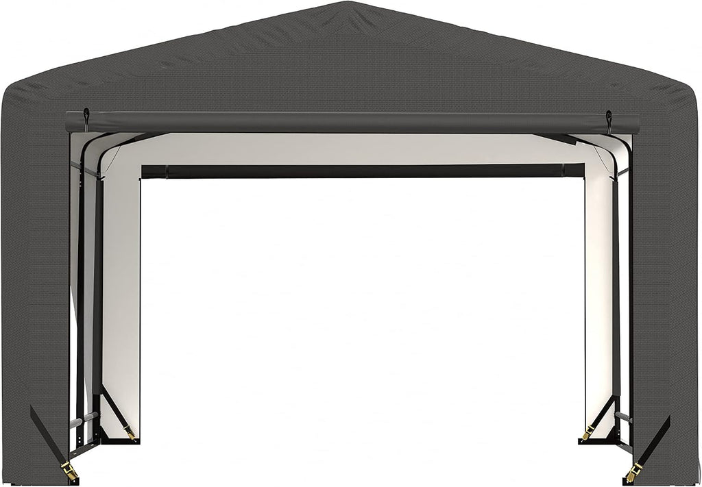 ShelterLogic ShelterTube Garage & Storage Shelter, 12' x 18' x 8' Heavy-Duty Steel Frame Wind and Snow-Load Rated Enclosure, Gray