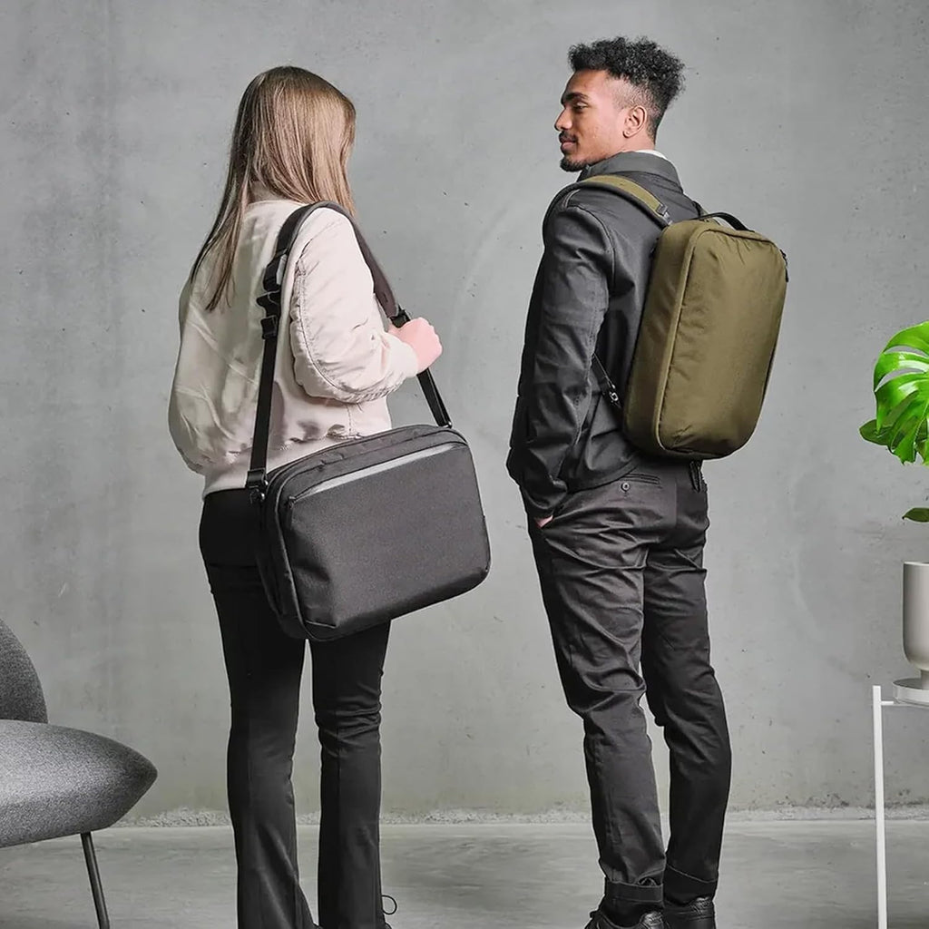 ALPAKA Elements Tech Brief Pro 12L -3-in-1 Recycled Fabric Laptop Briefcase Backpack for 16' Laptop, Anti-Theft Secure with Luggage Pass-Through, Water-Resistant, Fits Tech & Business Essentials,Green