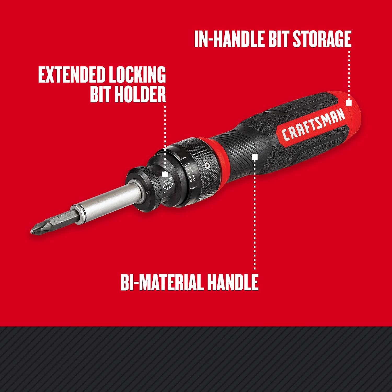 CRAFTSMAN Ratcheting Screwdriver,SpeedDrive,2' Double Ended Bits Included,Handle Holds Up To 6 Bits (CMHT68129),(Pack of 4)
