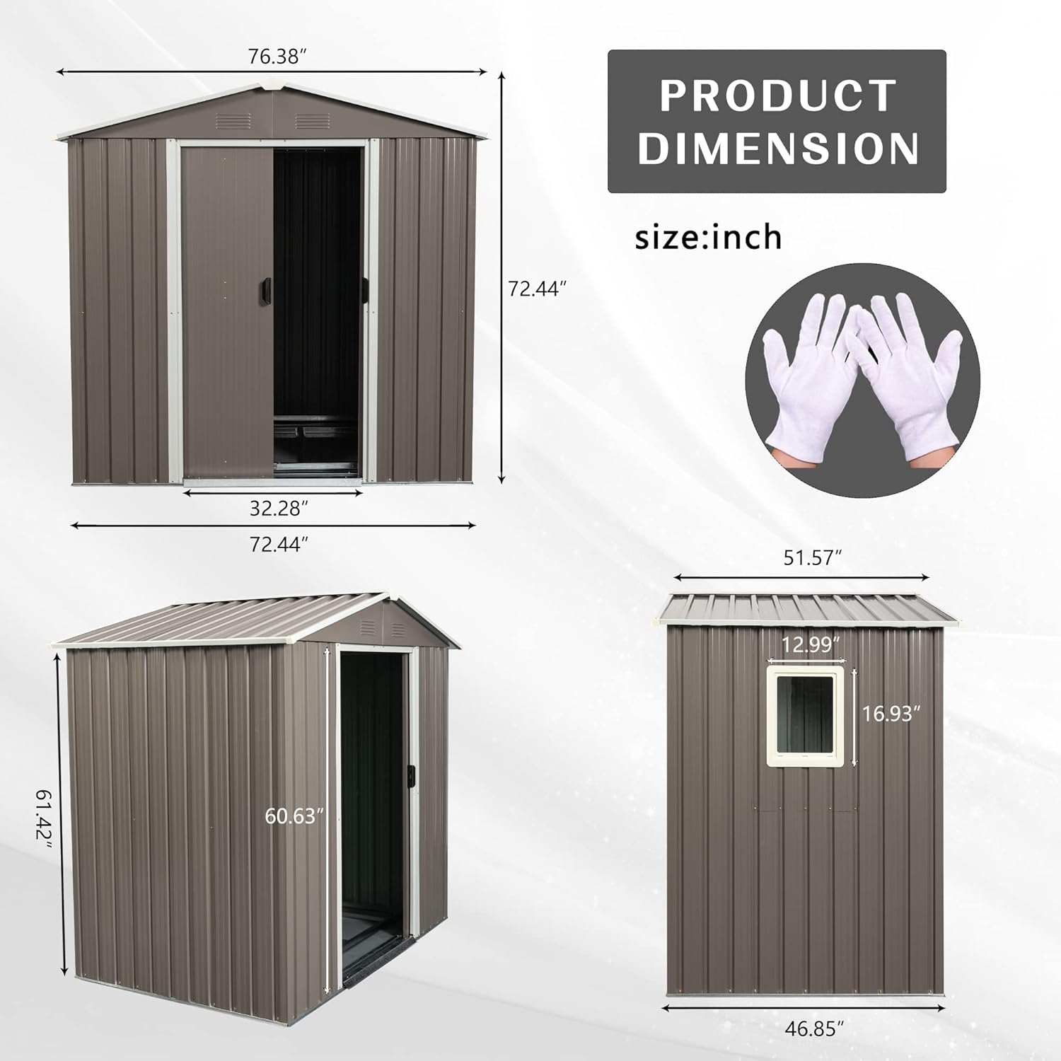 6x5 ft Outdoor Metal Storage Shed with Floor Foundation and Window, Lockable Galvanized Steel Tool Shed with Sliding Door and Air Vent, Waterproof Garden Storage House for Backyard, Patio