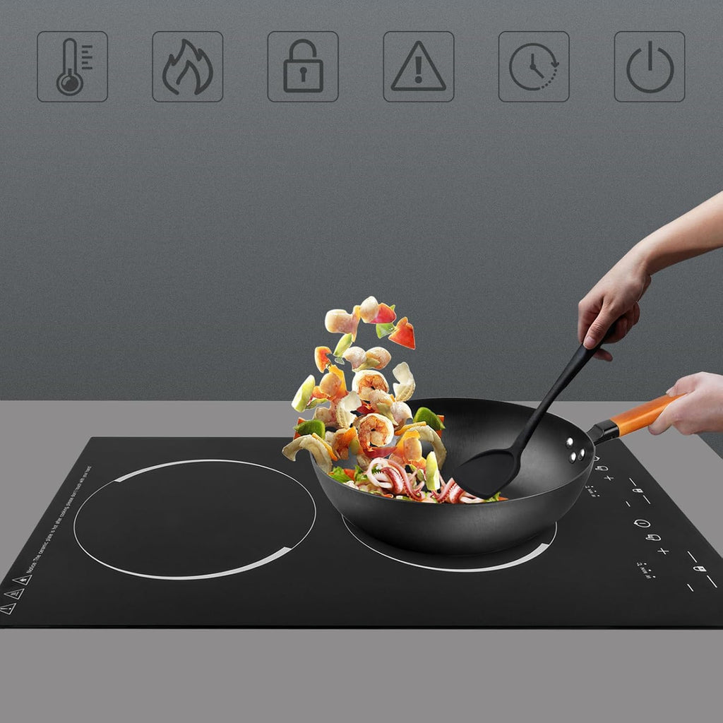 4000W Portable Induction Cooktop 2 Burner, Hot Plate Countertop Dual Dual Induction Cooktop Cooker Burner Stove Independent Control Safety Lock Timer for Home Kitchens, Dormitories