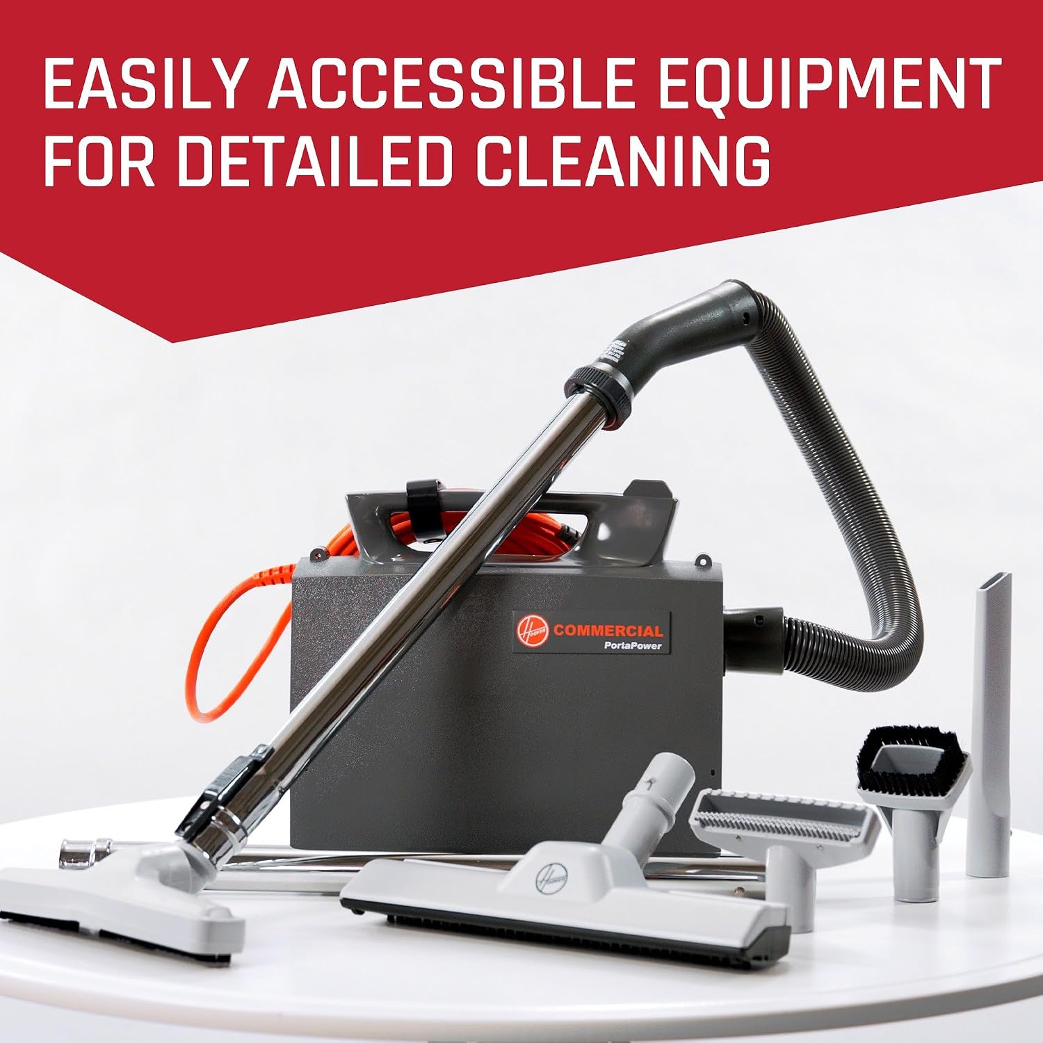 Hoover Commercial PortaPower Lightweight Canister Vacuum Cleaner, Bagged Canister Vac with Attachments, 2-in-1 Vac and Blower, Corded Vacuum Cleaners for Commercial Use