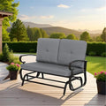 SUNCROWN Outdoor Swing Glider Chair, Patio 2 Seats Loveseat Rocking Chair with Cushions, Steel Frame Furniture Garden Seating with Cushion - Grey