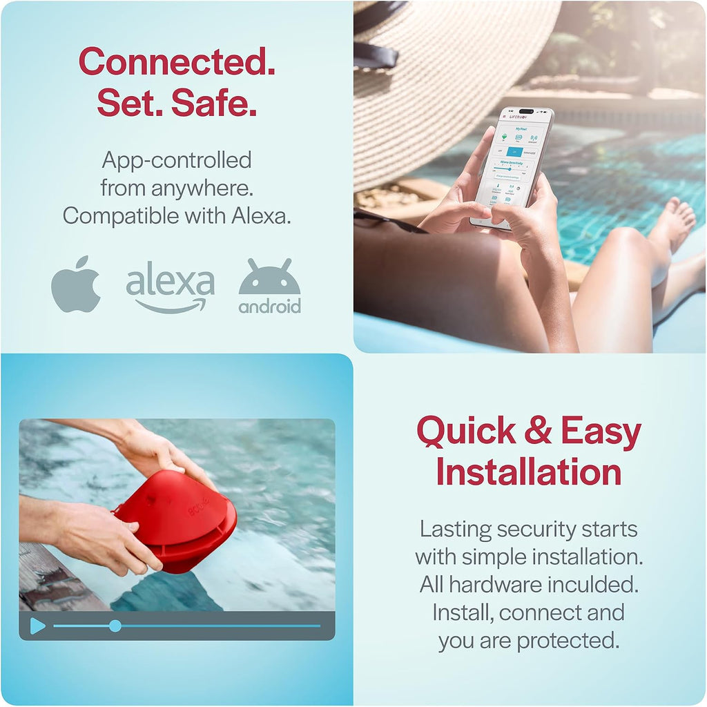 BCONE® Pool Alarm by Lifebuoy® | ASTM F2208 Certified | Floating Safety Device with App Alerts + Alexa Voice Control | 2.4GHz Wi-Fi | for Inground & Above-Ground Pools