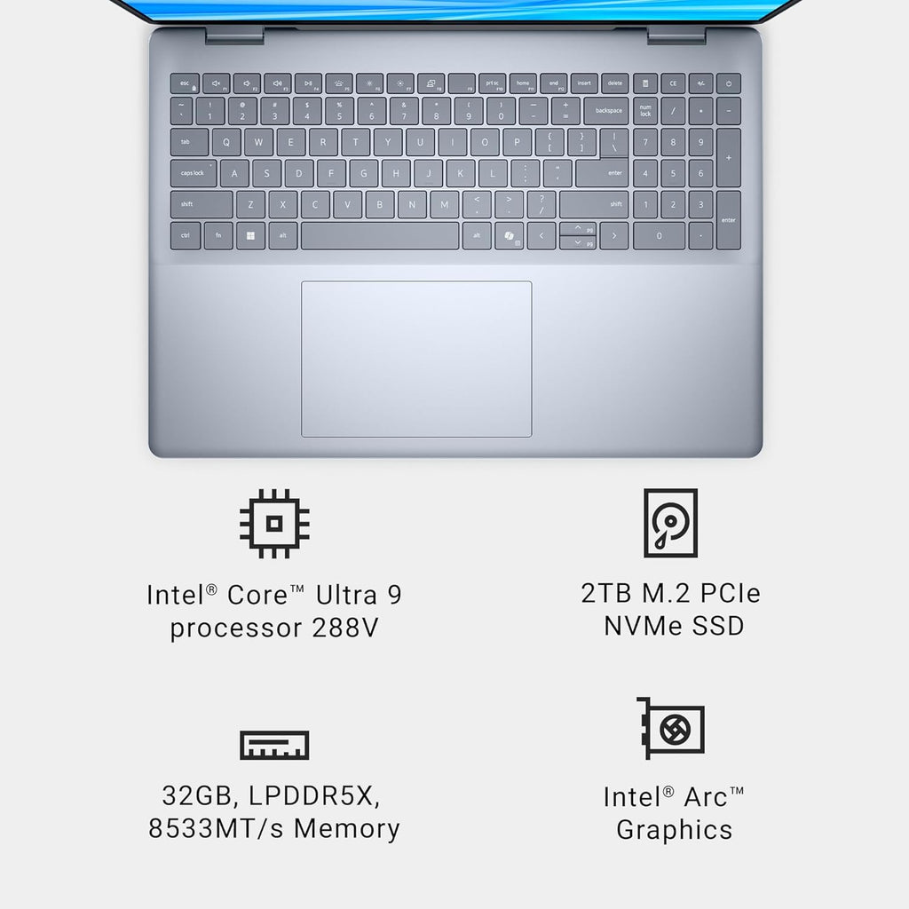 Dell 16 Plus Laptop DB16250-16.0-inch 16:10 2.5K (2560x1600) Display, Intel Core Ultra 9 288V, 32GB LPDDR5X Memory, 2TB SSD, Arc Graphics, Backlit Copilot Key Keyboard, Windows 11 Home