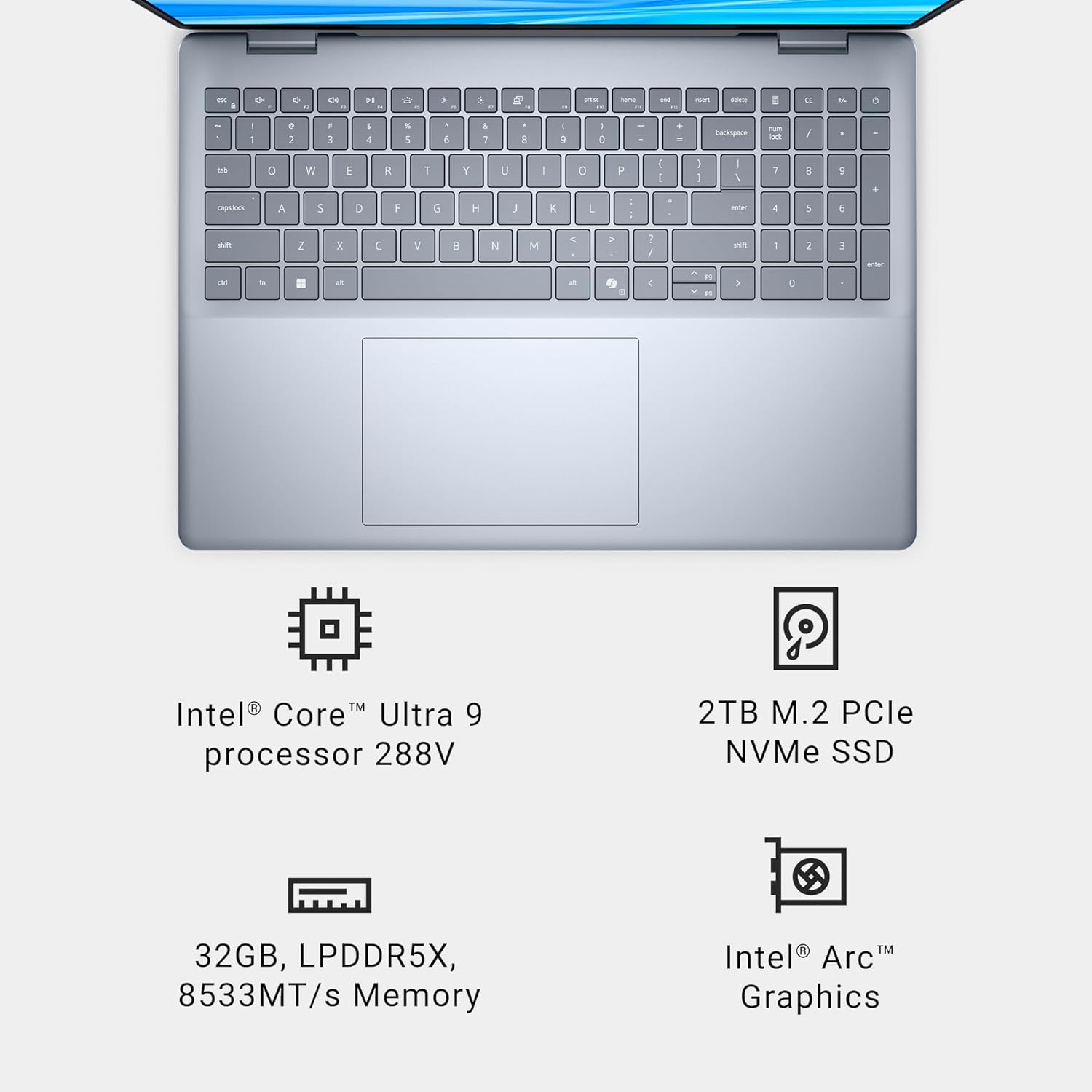 Dell 16 Plus Laptop DB16250-16.0-inch 16:10 2.5K (2560x1600) Display, Intel Core Ultra 9 288V, 32GB LPDDR5X Memory, 2TB SSD, Arc Graphics, Backlit Copilot Key Keyboard, Windows 11 Home