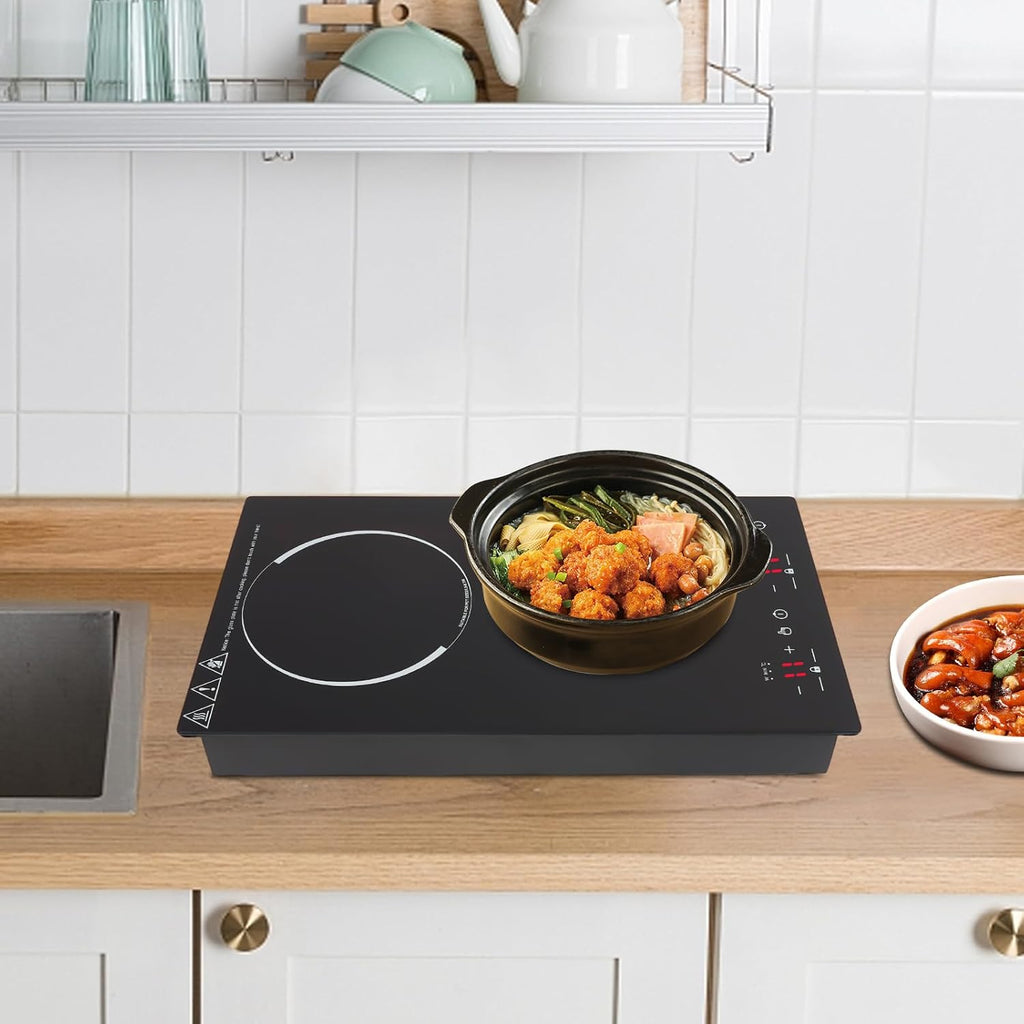 4000W Double Induction Cooktop, 2 Burner Electric Stove Top with 9 Power Levels & Timer, 20.08 Inch Portable Countertop Range with LED Digital Display for Home, Dorm, RV (110-120V)