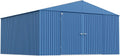 Arrow Shed Elite 14' x 14' Tall Outdoor Steel Storage Shed with High Gable and Lockable Doors Storage Building, Blue Grey
