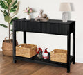Fluted Console Table, Long Console Tables for Entryway 48' Vanity Desk, Black Boho Entry Table Narrow Modern Hallway Table Modern Sofa Table for Living Room