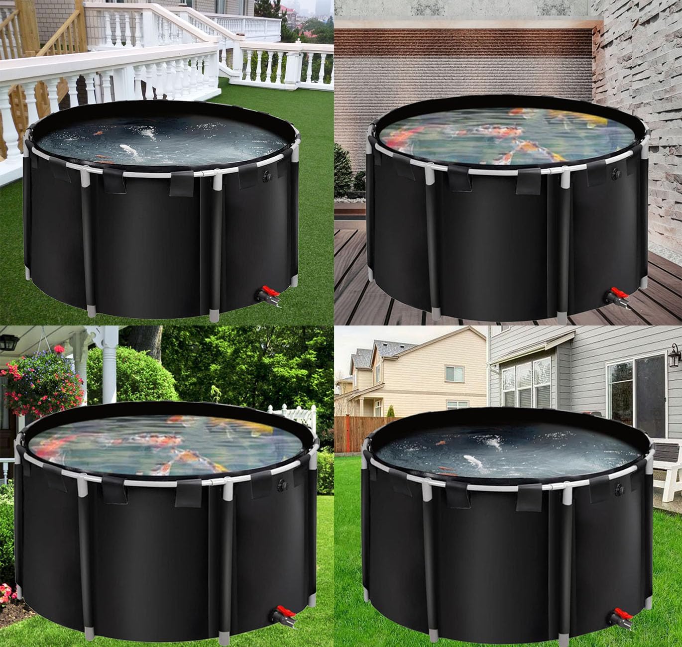 Above Ground Pond,Canvas Fish Pond Pool,Round Thickening Koi Pond Tank,PVC Fish Pond,Pool Above Ground with Durable Framed,for Fish Farming Aquatic Products Breeding Pond 59x39in/449Gal