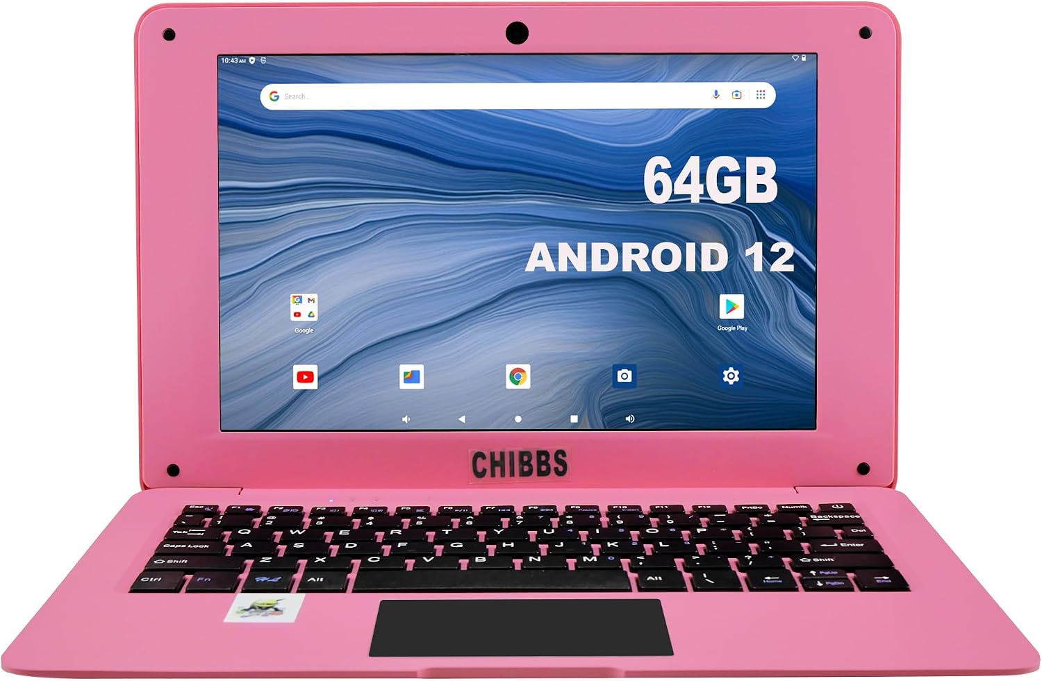 CHIBBS 10.1' Inch Kids Laptop Computer, Netbook Powered by Android 12.0, Quad Core Processor, 2gb Ram + 64gb ROM, Camera, 2* USB, Bluetooth, Wi-Fi- Pink
