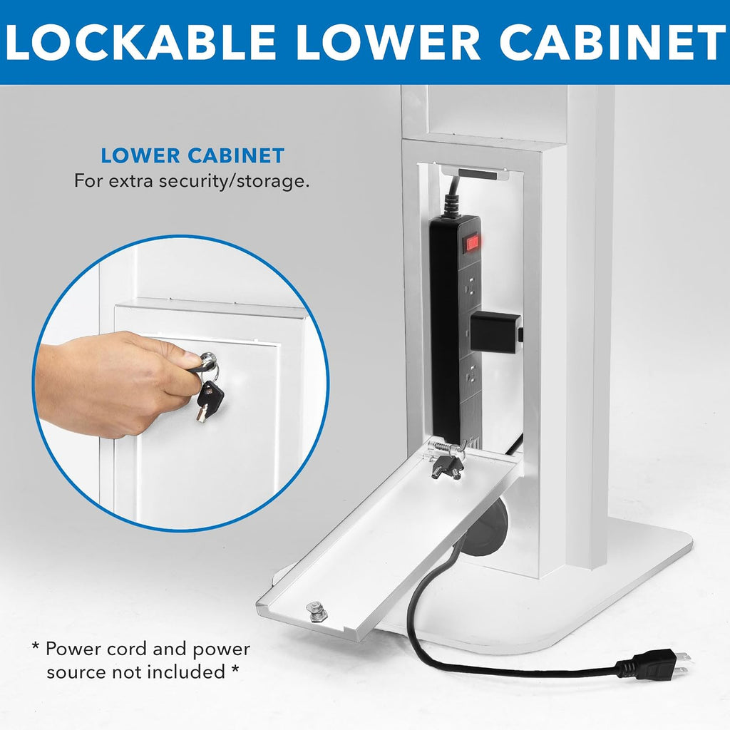 Mount-It! Anti-Theft iPad Floor Stand Kiosk, Locking Tablet Floor Stand for iPad Gen 7–11 & A16, Air & Pro (10.2'–11'), Commercial Kiosk for Retail, Lobby & Trade Show, White