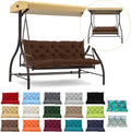 Waterproof Porch Swing Cushion Replacement, 2–3 Seat Swing Seat Cushion with Backrest & Ties, Thick Outdoor Bench Cushion for Patio Garden Porch (Brown, 40 x 60 in)
