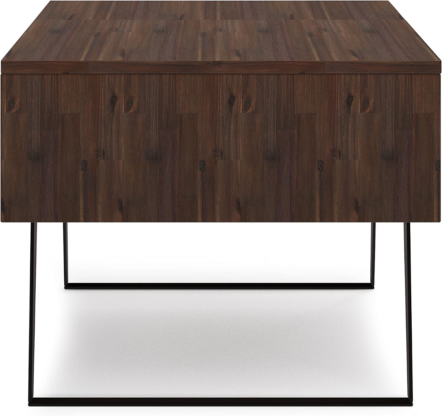 SIMPLIHOME Lowry Lift Top Coffee Table - 48 inch Wide Solid Acacia Wood and Metal Living Room Table in Distressed Charcoal Brown, Modern Industrial Cocktail Table with Hidden Storage and Open Shelf