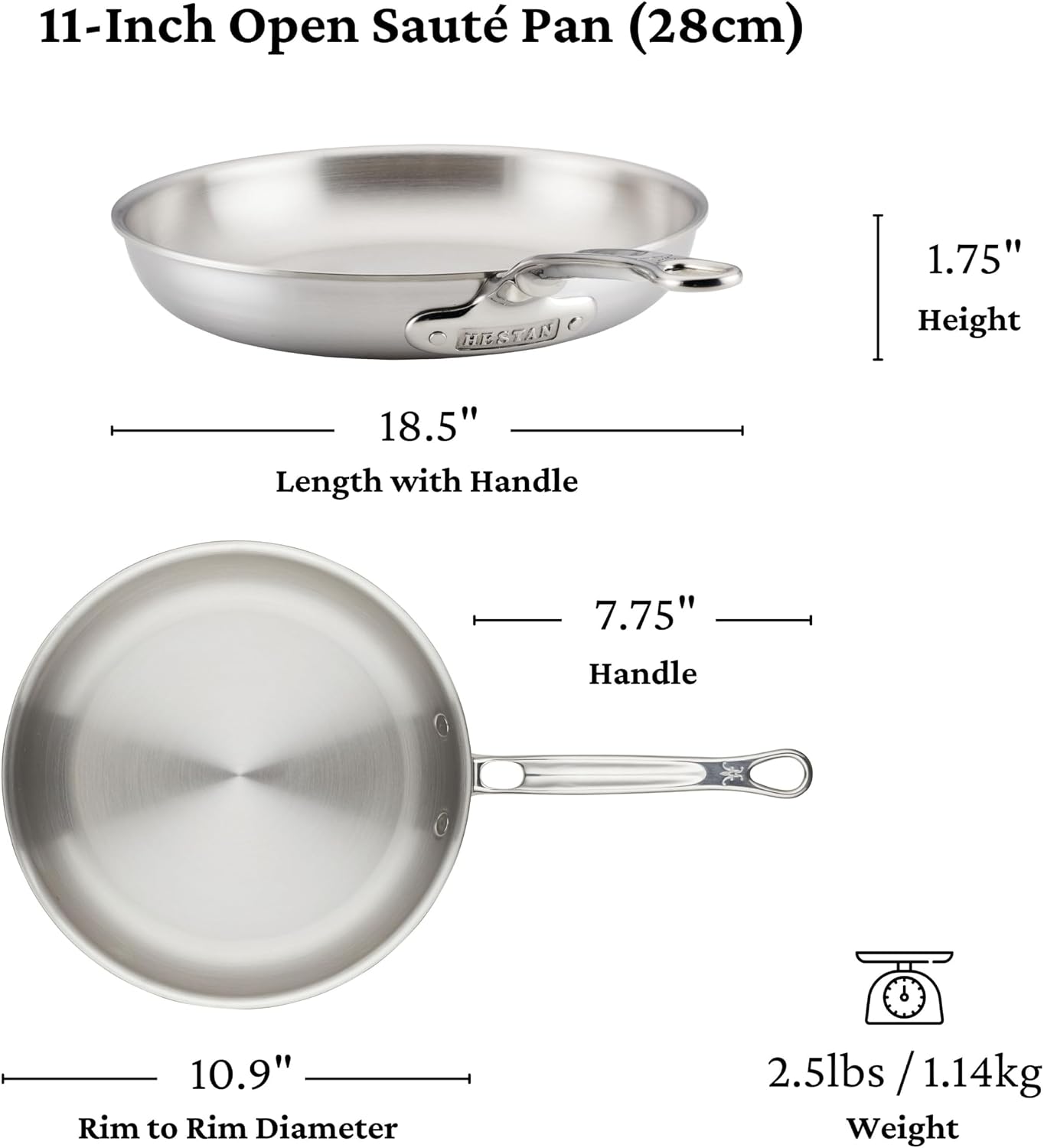 Thomas Keller Insignia by Hestan - Stainless Steel Frying Pan Set, Induction Cooktop Compatible, 11'' & 12.5''