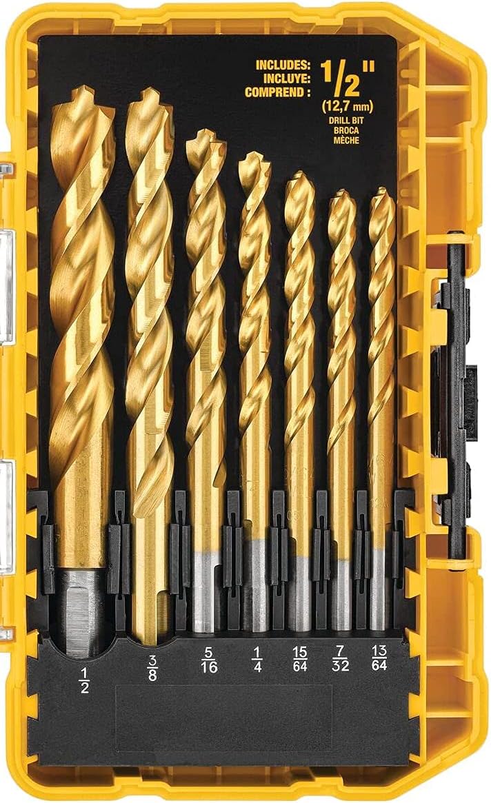DEWALT 20V Max Cordless Drill Combo Kit, 2-Tool with Titanium Drill Bit Set, Pilot Point, 21-Piece (DCK240C2 & DW1361)