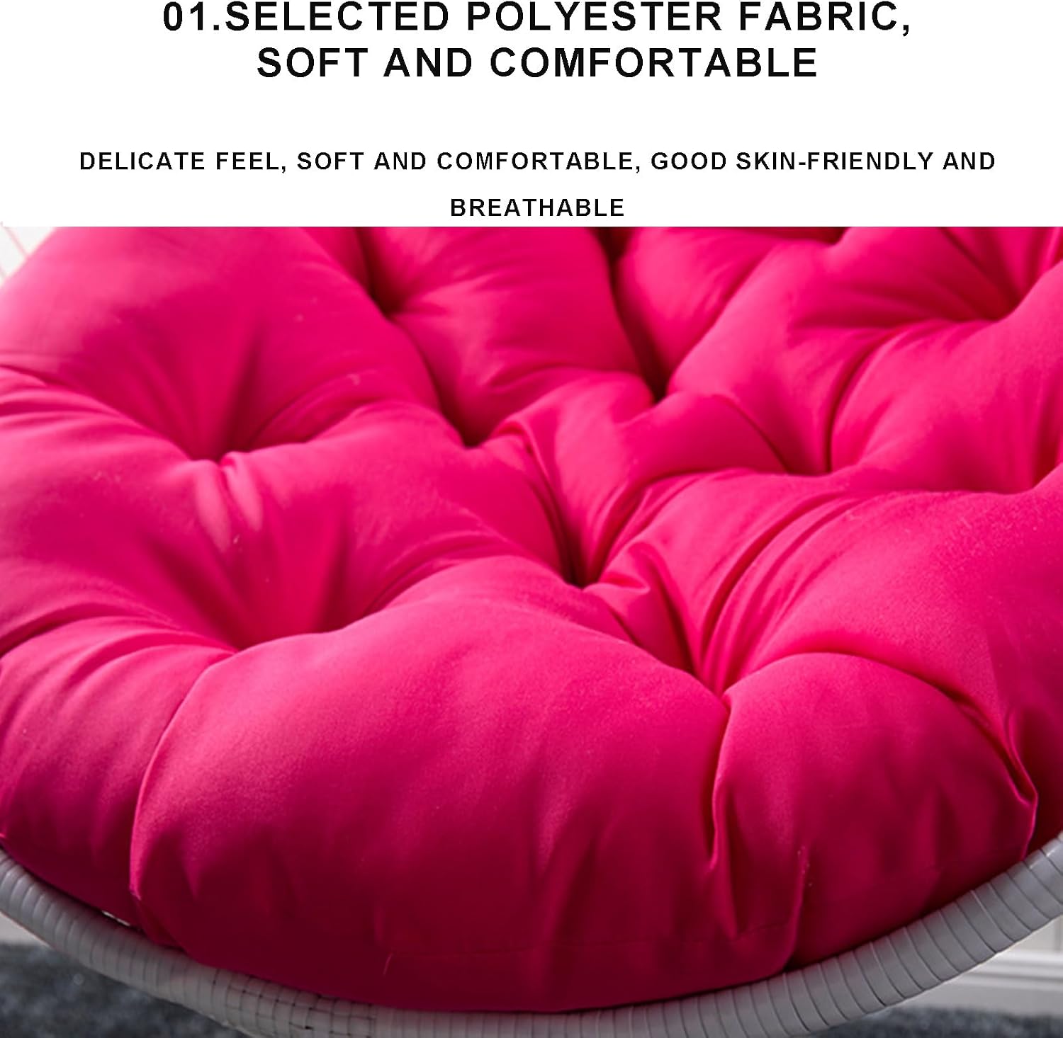 Basket Swing Egg Chair Cushion, 2-Seater Thickened Hanging Mattress Replacement with Pillow Thickened Round Hammock Chairs Cushion Courtyard Hanging Egg Chair Cushions(C)
