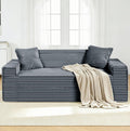 3 Seater Sofa Couch for Living Room (Gray, 38' D + 2 Pillows)