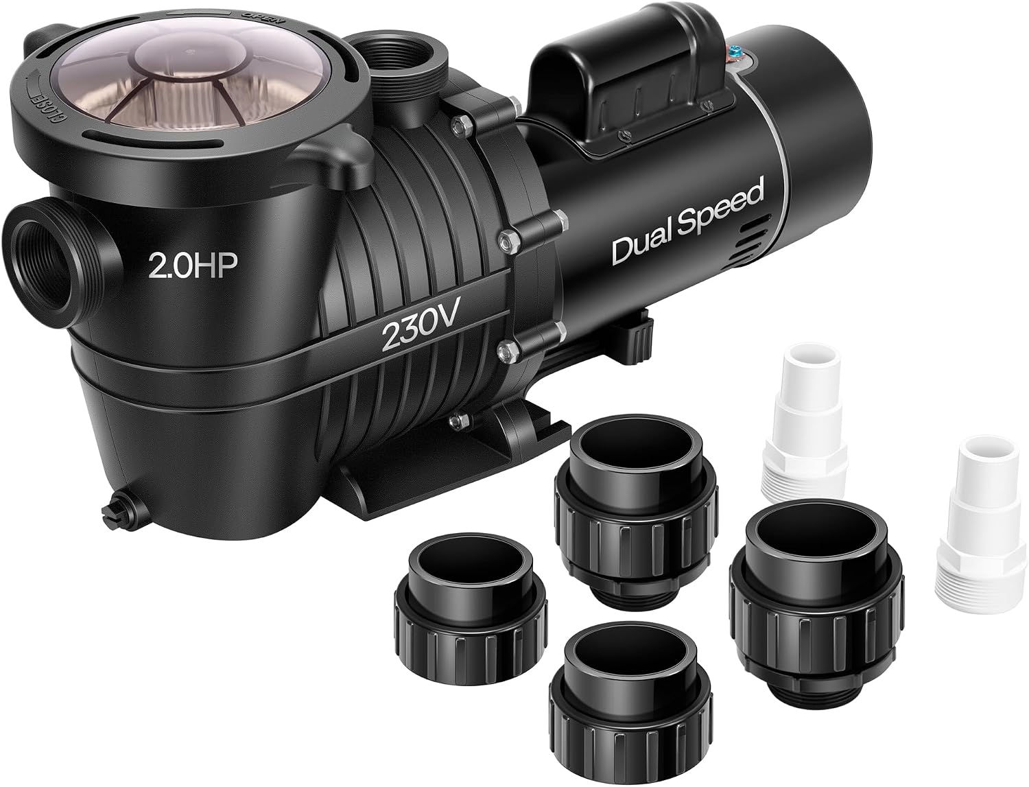 VIVOHOME 2.0 HP Self Priming In-Ground Swimming Pool Pump Dual Speed 2' 1.5' and 1.25'' Inlet/Outlet 230V Energy Saving w/Strainer Basket