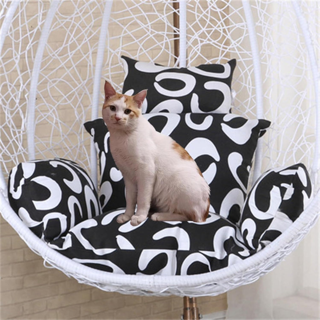 Egg Chair Cushion, Soft and Comfortable Hanging Basket Chair Cushion, Outdoor Recreation Egg Swing Chair Cushion(Black Crescents)