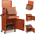 Goplus Tool Chest, 5 Drawers Rolling Tool Cabinet with Detachable Top Toolbox, Universal Lockable Wheels, Lock Bar, Protective Liner & Tool Rack, Metal Tool Storage Cart, Tool Box for Garage Workshop