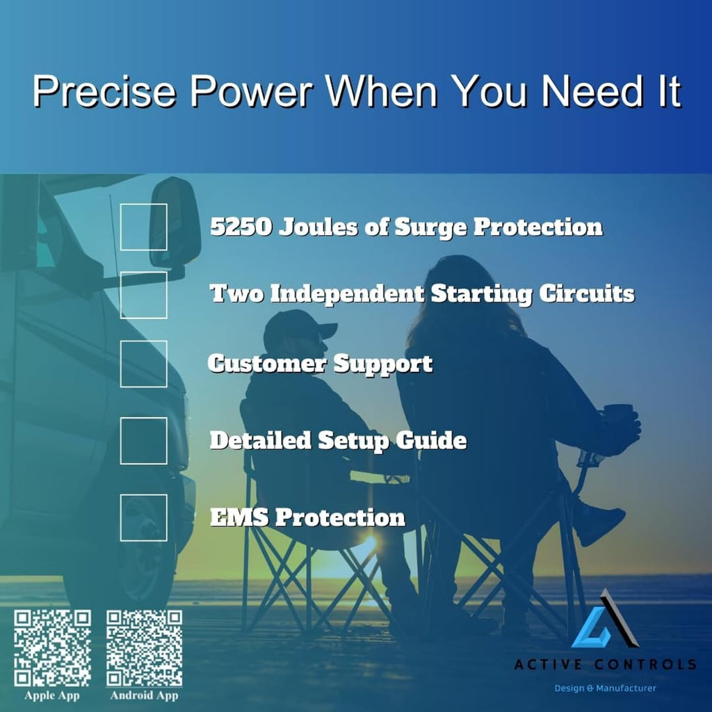 SoftStart 30 Amp RV Air Conditioners on Motor Homes. Run up to 2 AC's on Your 30 amp Camper and Bluetooth App for Monitoring. All in one softstarter, Surge Protector and EMS Protection