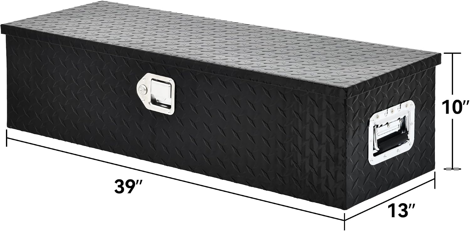 YITAMOTOR 39 Inch Truck Bed Tool Boxes Heavy Duty Aluminum with Sliding Shelf,Diamond Plate ToolBox for Pick Up Truck RV Trailer, Chest Storage Organizer with Lock and Keys
