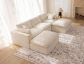 115' Modular Sectional Sofa, Modern Cloud Sectional Couch with Deep Seat, U Shape Boneless Couch for Living Room, No Assembly Required, Warm White(3 Seater + 2 Ottoman)