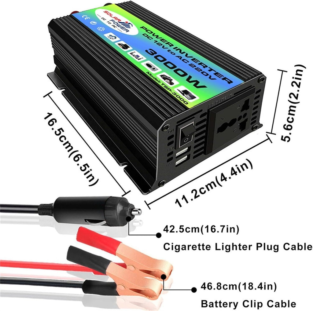 Solar Panel Kit with Inverter and Charge Controller - 50W 12V Off-Grid Solar Generator for Home, RV, Camping, 3000W Power Solution