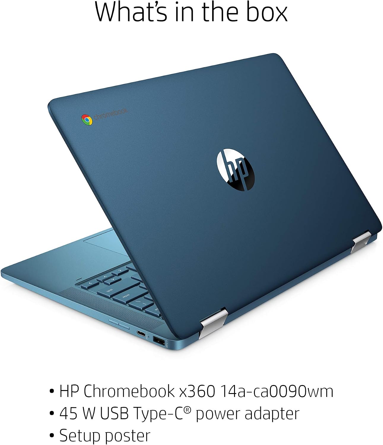 HP Laptop X360 14a Chromebook 14' HD Touchscreen, Entertaining from Any Angle Intel Celeron, 4GB DDR4 64GB eMMC WiFi Webcam Stereo Speakers Bluetooth 4.2 Chrome Blue Metallic Color