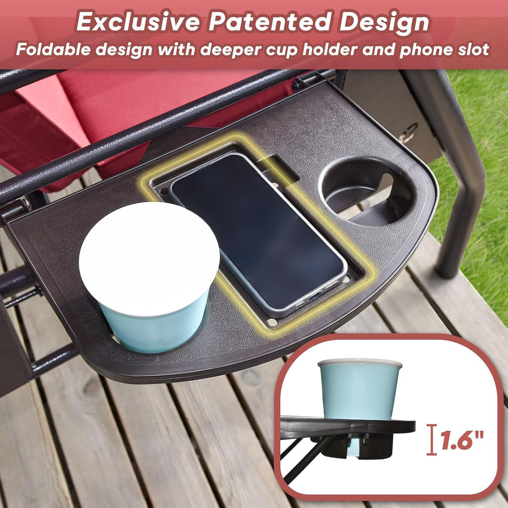 ZZW 3 Seat Outdoor Porch Patio Swing with Stand 800lbs 2-in-1 Convertible Swing Bed with Adjustable Canopy & Removable Cushion for Yard Garden Deck (Red, Round Tube)