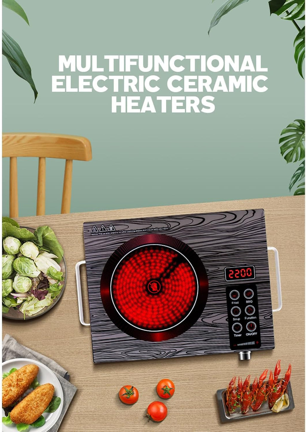 3500W Portable Induction Cooktop Timer Temperature Control Induction Cooktop Intelligent Touch Control Heating Plate for Kitchen Cooking