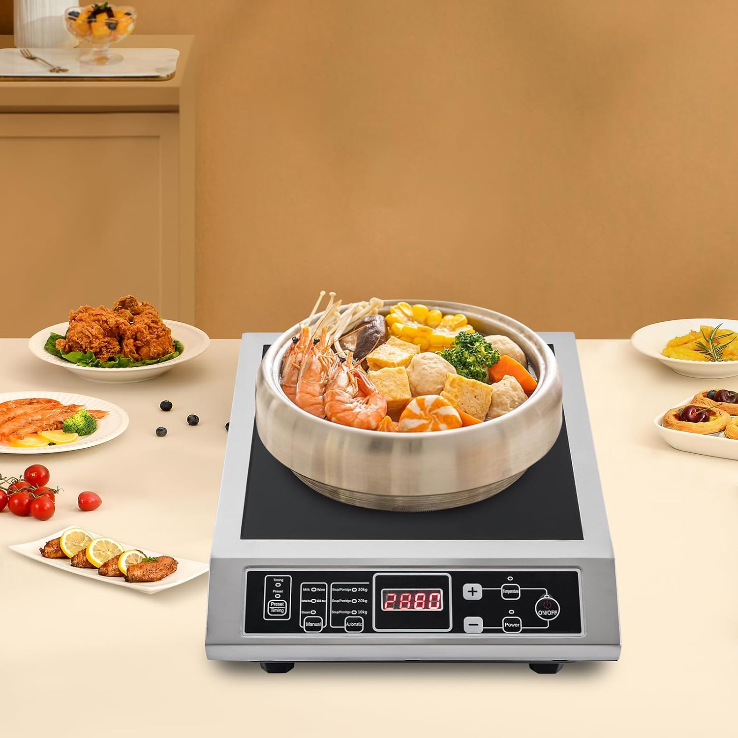 Induction Cooker, Portable Induction Cooktop, Professional Countertop Induction Cooktop, Powerful Electric Induction Burner, Countertop Electric Stove for Home Kitchens