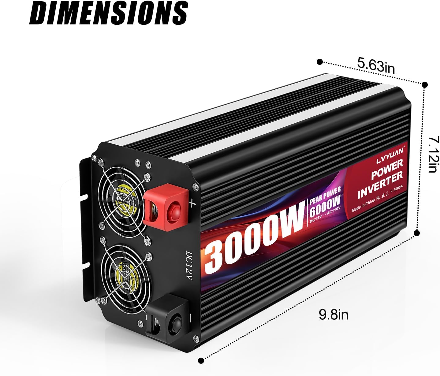 LVYUAN 3000 Watt Power Inverter 12V to 110V 120V DC to AC with 4 AC Outlets, LCD Display, USB Port & Remote Control for Home, RV, Vehicle, Truck, Off-Grid Solar System, Heavy Duty Outdoor Camping