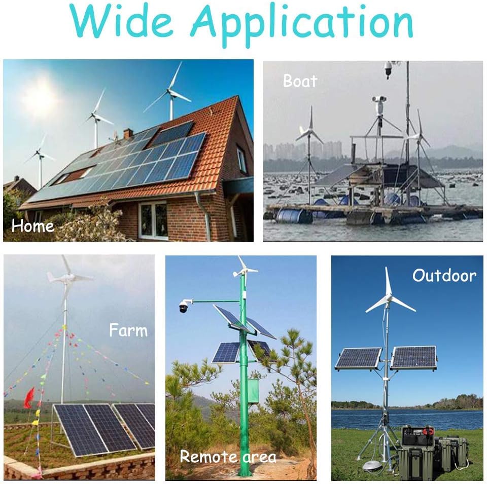 1600W Wind Solar Generator Kit : 400W Wind Turbine(6 Blades) + 10PCS 120W Mono Solar Panels + MPPT Charge Controller + Accessories (1600W Wind Solar kit, for 12V System)