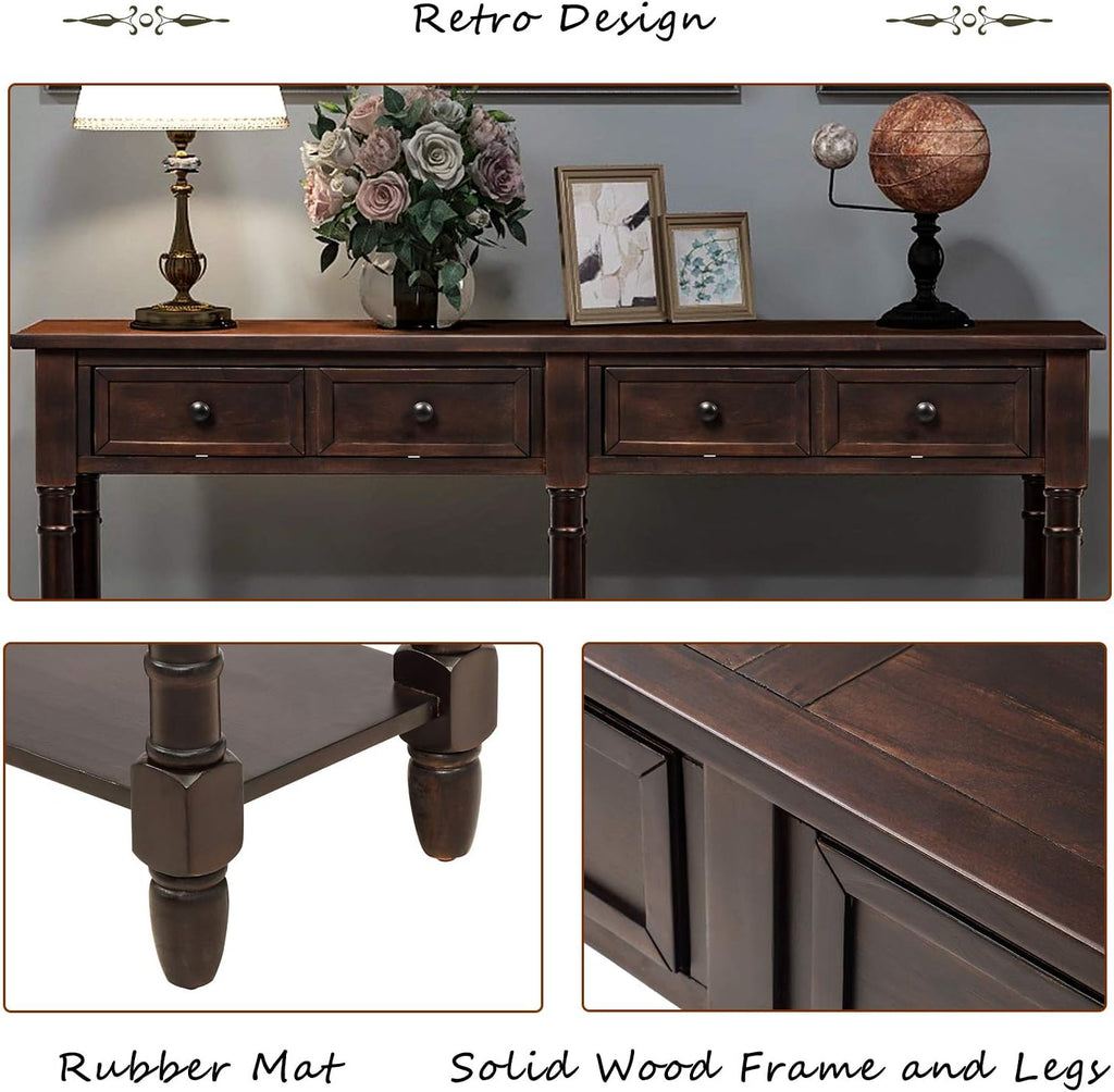Merax Console Table Sofa Table with Two Storage Drawers and Bottom Shelf for Living Room, Entryway, Easy Assembly (Espresso)