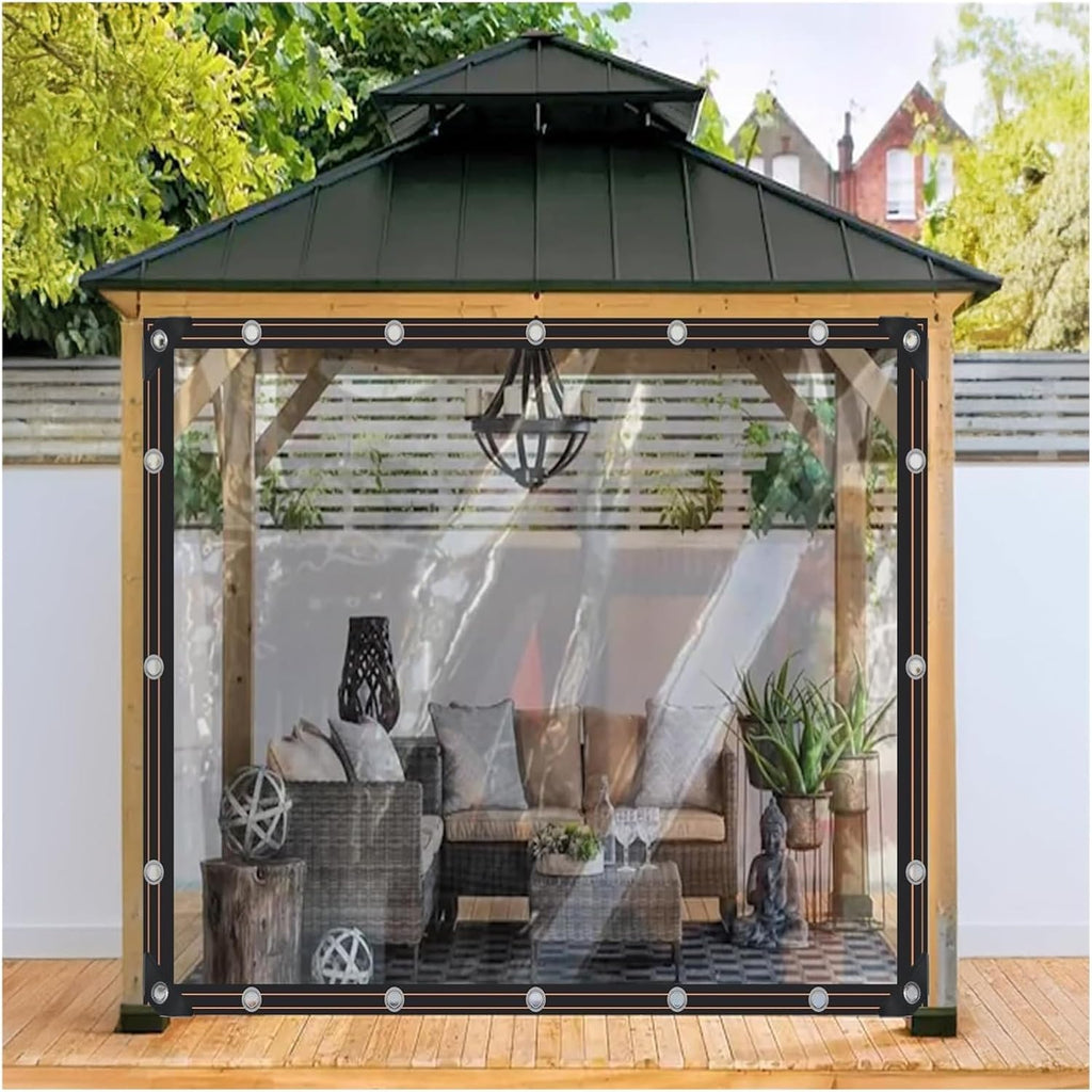 bujnie Transparent Tarpaulin Clear Vinyl Porch Enclosure Panels Resist to Sun, Rain, Wind for Gardens, Terraces, Gazebos, Greenhouses, Chicken Coops (20x13'/6x4m)