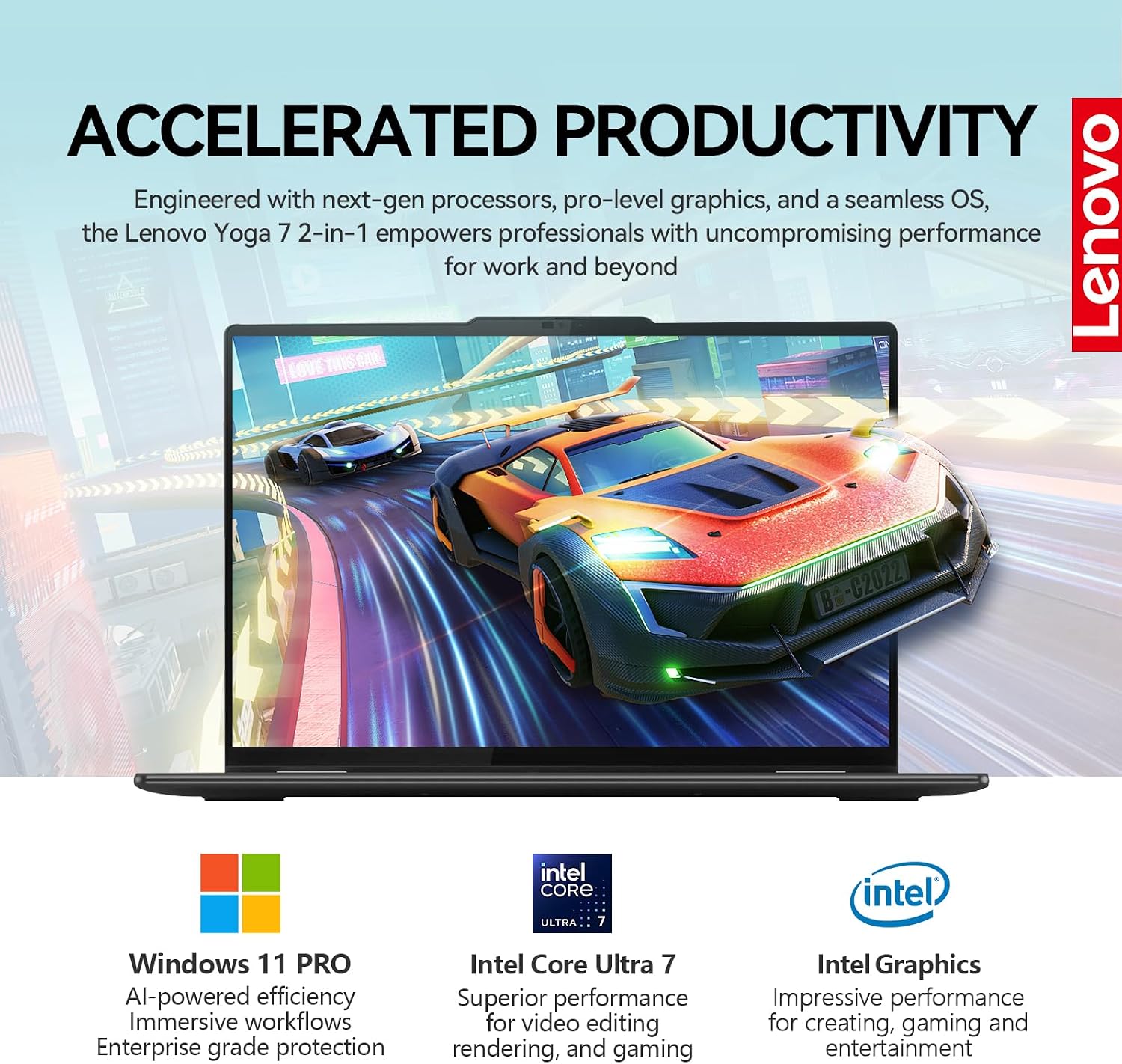 Lenovo 2025 Yoga 7i 2 in 1 Laptop Touchscreen|16' FHD+ 360 Foldable Touch Screen Convertible|Intel Core Ultra 7, 16GB DDR5 RAM 1TB SSD+512GB Portable SSD|Windows 11 Pro Lifetime Office|Backlit|FP