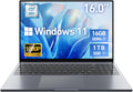 2026 Latest 16'' Laptop Windows 11 Pro, 16GB RAM 1TB SSD, Intel Quad-Core Processor(3.60GHz), 1080p FHD Display, Backlit Keyboard, Fingerprint, WiFi5, Webcam, USB3.2 Gen1, Type-C, HDMI, Metal, Gray
