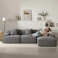 107' Cloud Modular Sectional Couch,Boneless Sofa with Ottman,L-Shape Upholstered Sofas with Deep Seat,Modern Cozy Corduroy Couches with Memory Foam,No Assembly Required (Dark Grey)