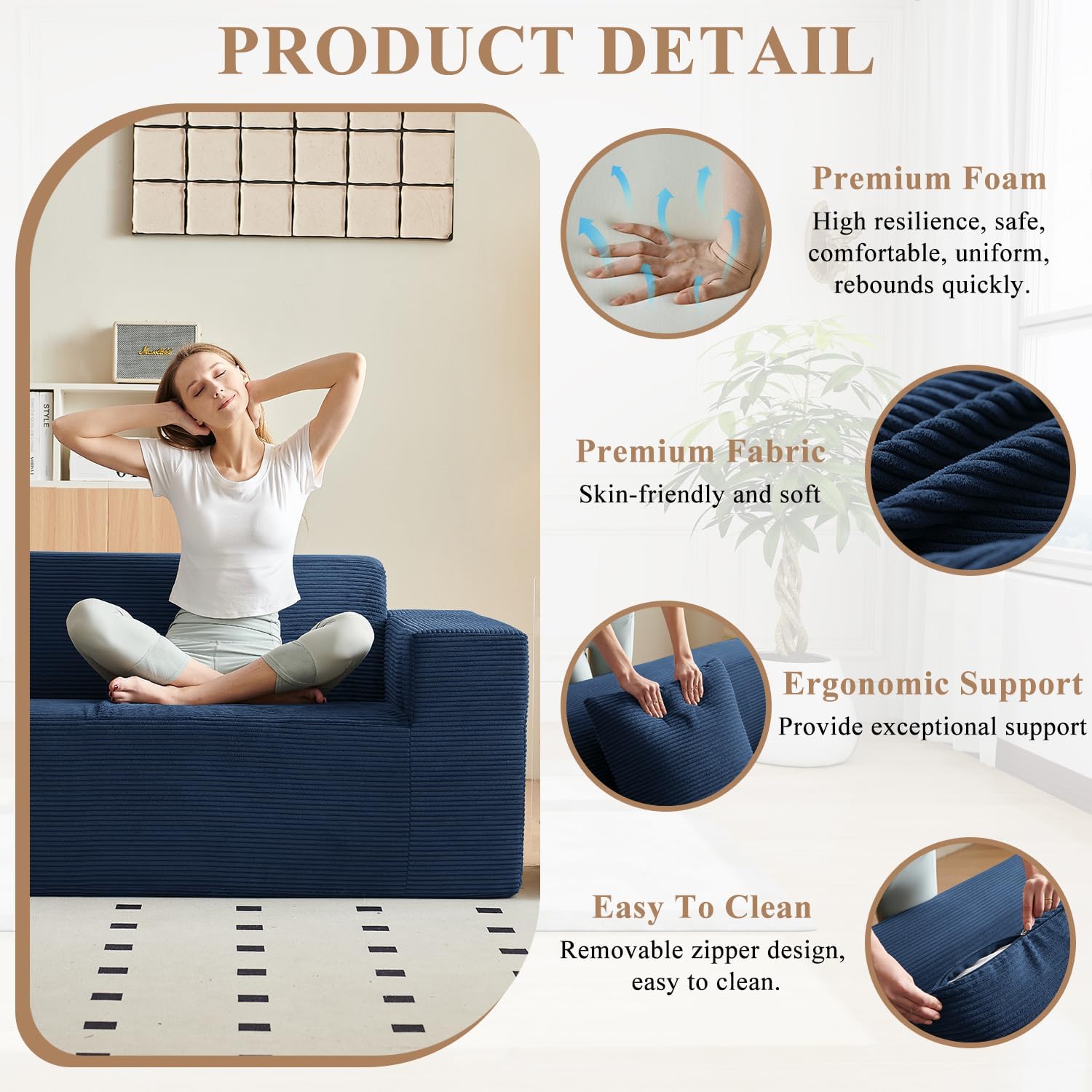 FILUXE Convertible Folding Sofa Bed - Sleeper Chair with Pillow, Modern Linen Fabric Floor & Futon Couch, Foldable Mattress for Living Room/Dorm/Guest Use/Home Office/Apartment, Single Size, Dark Gray