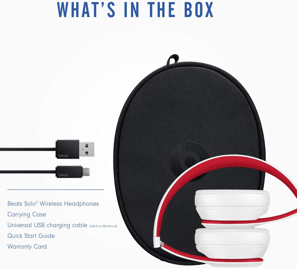 Beats Solo3 Wireless On-Ear Headphones - Apple W1 Headphone Chip, Class 1 Bluetooth, 40 Hours of Listening Time, Built-in Microphone - Club White (Latest Model)