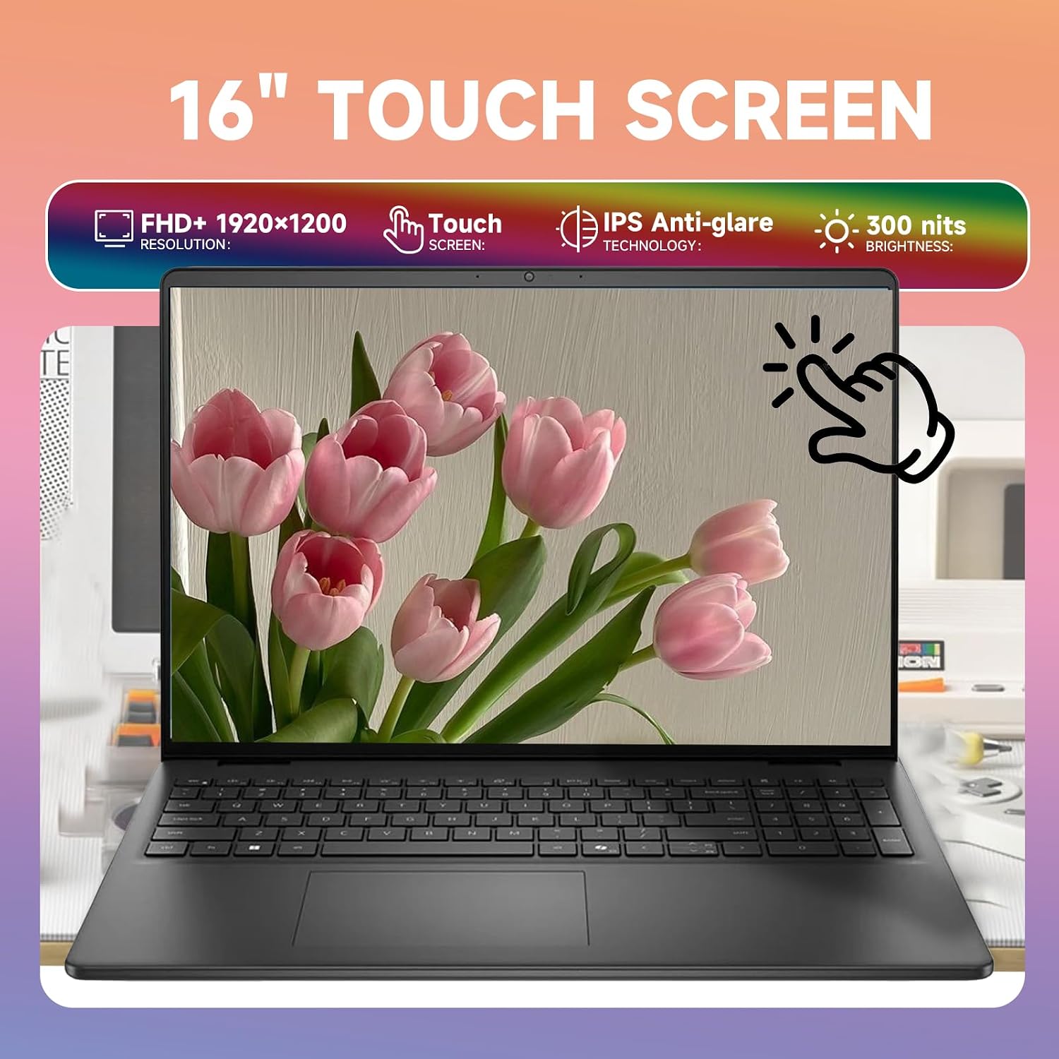 Dell 16' FHD+ Touchscreen Laptop Computer - Intel Core i7-150U Processor(10 Core, Up to 5.4Ghz), 300nits Display,Backlit Keyboard,Windows 11 Pro, Black((32GB DDR5 RAM, 1TB SSD)