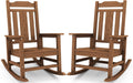 SERWALL Oversized Rocking Chair Set of 2 Outdoor, HDPE Outdoor Rocking Chair Set of 2, Brown