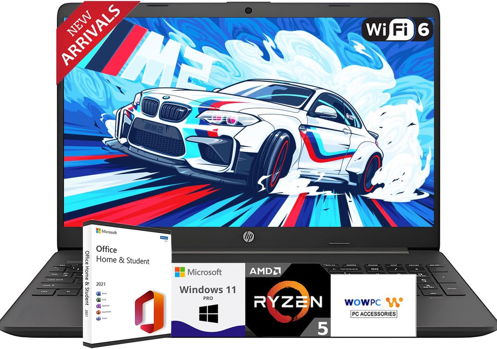 HP 2025 Latest 15.6' Business and Student Laptop, AMD Ryzen 5 7530U (Outperforms i7-1165G7), 64GB RAM, 2TB SSD, Ultra Quiet Design, Long Battery Life, Windows 11 Pro with Microsoft Office, WOWPC USB
